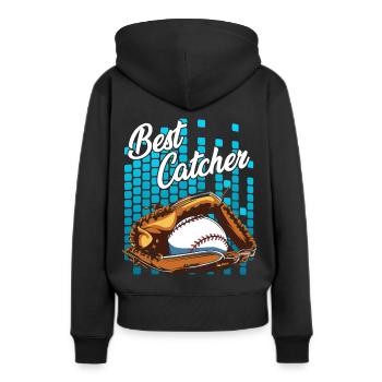 Baseballspieler - Frauen Premium Bio Hoodie - Schwarz - Hinten - Julia (174cm)