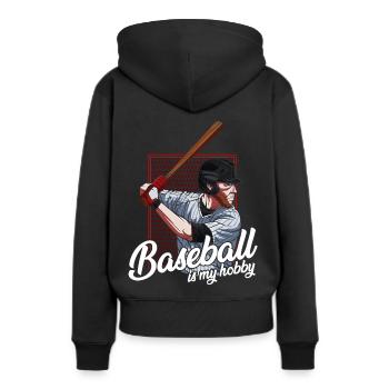 Baseballspieler - Frauen Premium Bio Hoodie - Schwarz - Hinten - Julia (174cm)