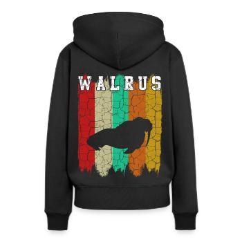 Walross - Frauen Premium Bio Hoodie - Schwarz - Hinten - Julia (174cm)