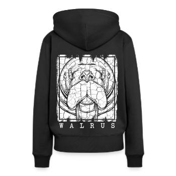 Walross - Frauen Premium Bio Hoodie - Schwarz - Hinten - Julia (174cm)