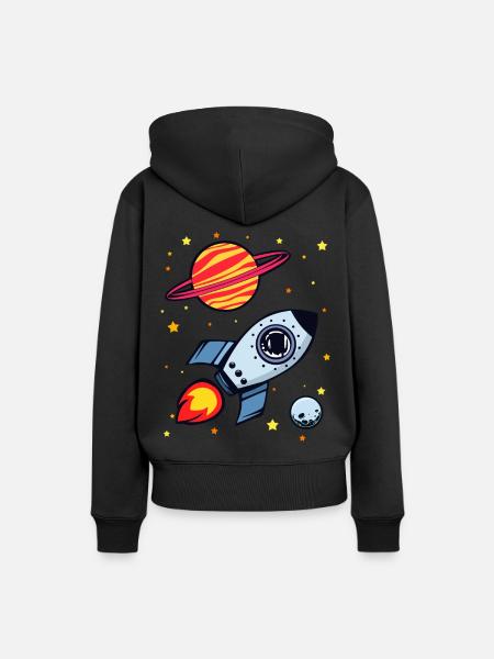 Raketenschiff - Frauen Premium Bio Hoodie - Schwarz