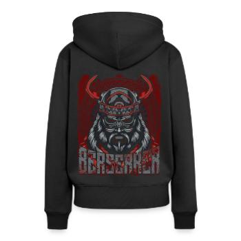 Wikinger - Frauen Premium Bio Hoodie - Schwarz - Hinten - Julia (174cm)