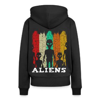 étranger - Sweat à capuche Premium bio Femme - noir - Dos - Julia (174cm)