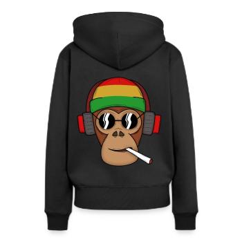 Smoke monkey - Frauen Premium Bio Hoodie - Schwarz - Hinten - Julia (174cm)