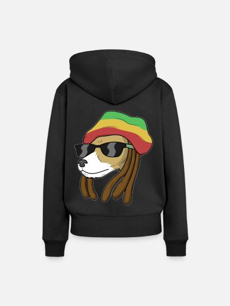 Reggae Dog - Frauen Premium Bio Hoodie - Schwarz