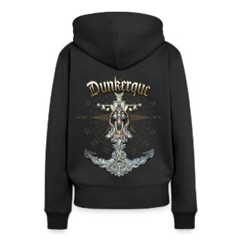 Dunkerque Anchor Nautical Sailing Boat Summer - Frauen Premium Bio Hoodie - Schwarz - Hinten - Julia (174cm)