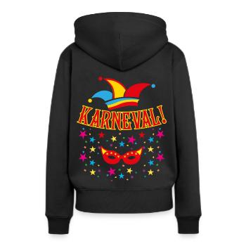 09 Karneval - Frauen Premium Bio Hoodie - Schwarz - Hinten - Julia (174cm)