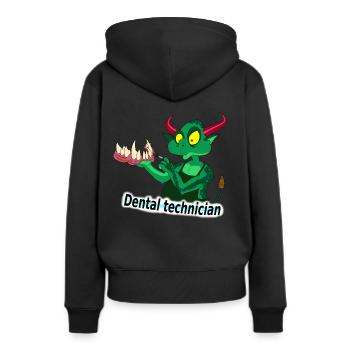 zahntechniker - Frauen Premium Bio Hoodie - Schwarz - Hinten - Julia (174cm)
