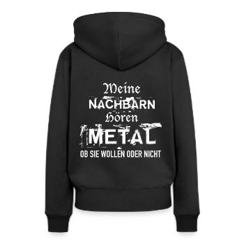 Nachbarn hören Metal - Frauen Premium Bio Hoodie - Schwarz - Hinten - Julia (174cm)