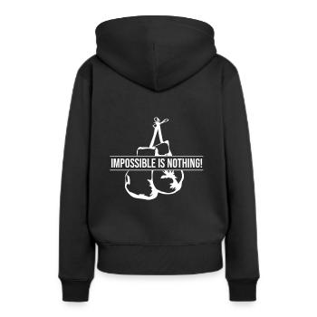 Boxen - Frauen Premium Bio Hoodie - Schwarz - Hinten - Julia (174cm)