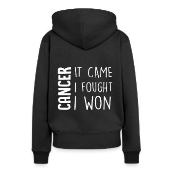 cancer I won Krebs - Frauen Premium Bio Hoodie - Schwarz - Hinten - Julia (174cm)