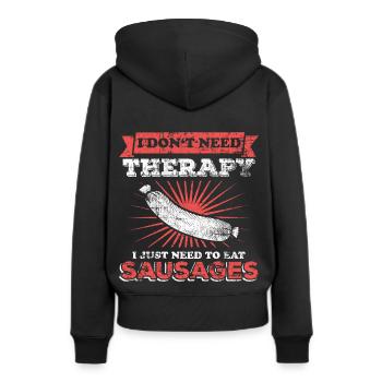 Würstchen Wurst Fleisch - Frauen Premium Bio Hoodie - Schwarz - Hinten - Julia (174cm)