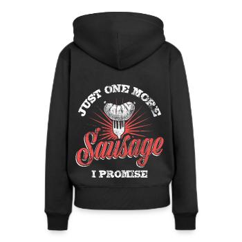 Saucisses - Sweat à capuche Premium bio Femme - noir - Dos - Julia (174cm)