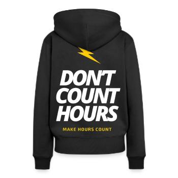 Zählen Sie nicht Stunden, sondern lassen Sie Stunden zählen LateNightGrind - Frauen Premium Bio Hoodie - Schwarz - Hinten - Julia (174cm)
