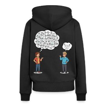 Zeichensprache: Missverständnisse inklusive ! - Frauen Premium Bio Hoodie - Schwarz - Hinten - Julia (174cm)