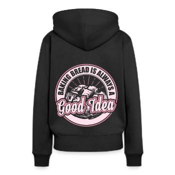 Pain de pain pain cadeau - Sweat à capuche Premium bio Femme - noir - Dos - Julia (174cm)