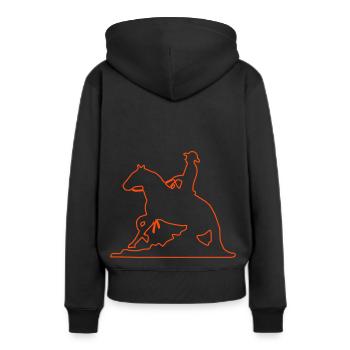 Slider Sliding Stop Westernreiter Mann - Frauen Premium Bio Hoodie - Schwarz - Hinten - Julia (174cm)