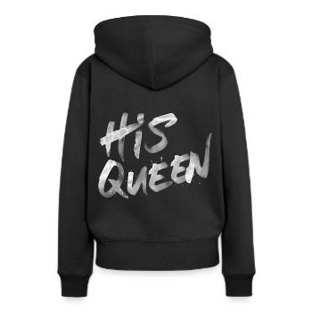 His Queen Splash - White - Frauen Premium Bio Hoodie - Schwarz - Hinten - Julia (174cm)