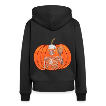 Kürbis Oktober Geist Spuk Halloween Skelett - Frauen Premium Bio Hoodie - Schwarz - Hinten - Julia (174cm)
