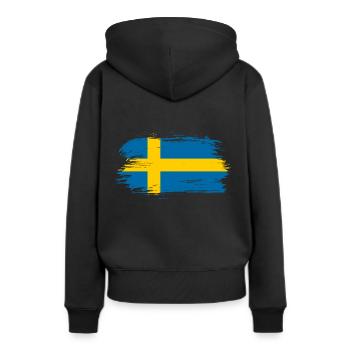 Drapeau suédois - Sweat à capuche Premium bio Femme - noir - Dos - Julia (174cm)