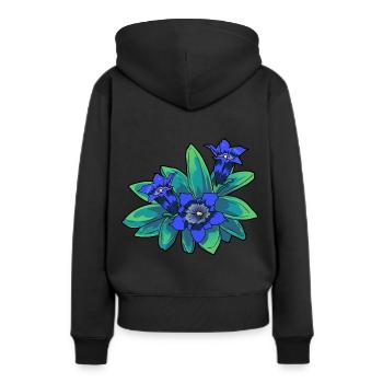 Alpen Blume Enzian Flora Gebirge Blüte Blumen - Frauen Premium Bio Hoodie - Schwarz - Hinten - Julia (174cm)