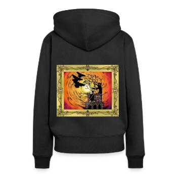 Moyen Age Château Sorcière Heure Halloween Horreur - Sweat à capuche Premium bio Femme - noir - Dos - Julia (174cm)