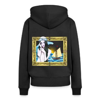 marin marin marin fille marin navire - Sweat à capuche Premium bio Femme - noir - Dos - Julia (174cm)