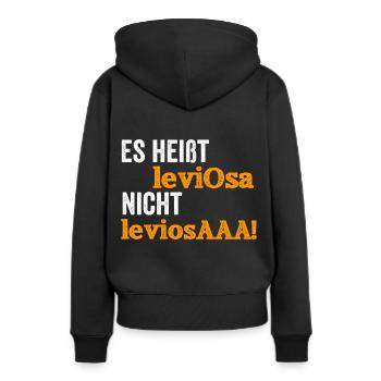 Es heißt leviOsa .. nicht leviosAAA - Frauen Premium Bio Hoodie - Schwarz - Hinten - Julia (174cm)
