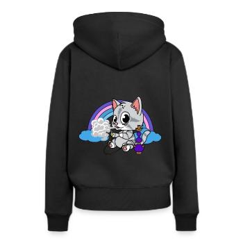 Chaton, narguilé, fumer, kiffen, narguilé, fumée - Sweat à capuche Premium bio Femme - noir - Dos - Julia (174cm)