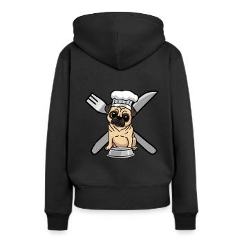 Mops Leben Hund Hunde hungrig kochen - Frauen Premium Bio Hoodie - Schwarz - Hinten - Julia (174cm)