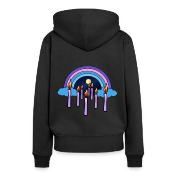 Bougies Ciel au-delà de la réincarnation arc-en-ciel - Sweat à capuche Premium bio Femme - noir - Dos - Julia (174cm)