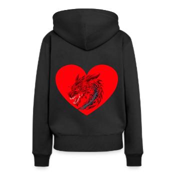 Amour, Dragon, Coeur, Créature mythique, Fable, Dragon - Sweat à capuche Premium bio Femme - noir - Dos - Julia (174cm)