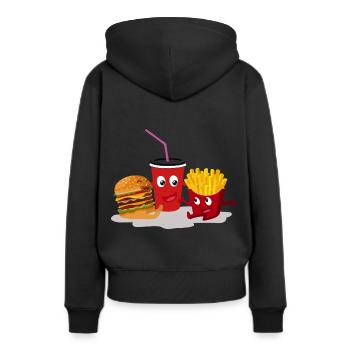 Burger Pommes und eine Cola - Frauen Premium Bio Hoodie - Schwarz - Hinten - Julia (174cm)