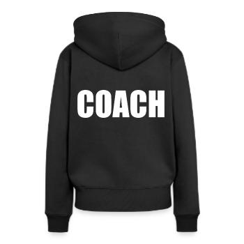 Coach auf dem rücken - Frauen Premium Bio Hoodie - Schwarz - Hinten - Julia (174cm)