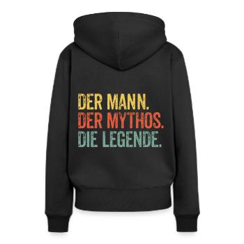 Mann Mythos Legende - Frauen Premium Bio Hoodie - Schwarz - Hinten - Julia (174cm)