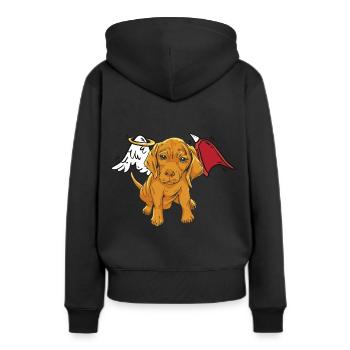 Hund Haustiere Engel Teufel Flügel Hunde teuflisch - Frauen Premium Bio Hoodie - Schwarz - Hinten - Julia (174cm)