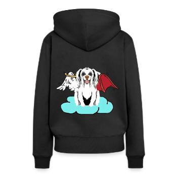 Himmlischer Satan Hund Höllen Hund Teufel Engel - Frauen Premium Bio Hoodie - Schwarz - Hinten - Julia (174cm)