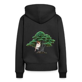Mädchen Baum Natur sinnlich Schaukel Gefühle - Frauen Premium Bio Hoodie - Schwarz - Hinten - Julia (174cm)
