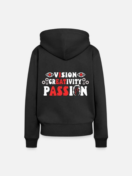 Vision Creativity Passion - Frauen Premium Bio Hoodie - Schwarz