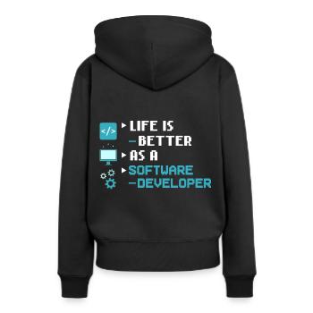 Développeur de logiciels de développement de logiciels - Sweat à capuche Premium bio Femme - noir - Dos - Julia (174cm)