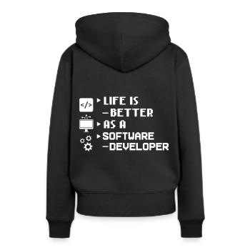 Développeur de logiciels de développement de logiciels - Sweat à capuche Premium bio Femme - noir - Dos - Julia (174cm)