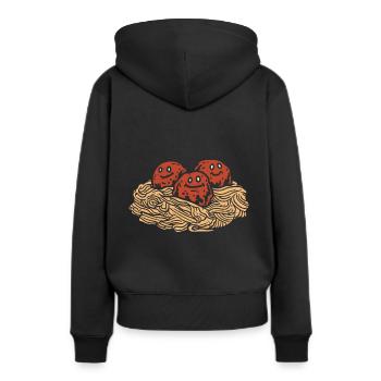 Spaghetti Fleischkloesse - Frauen Premium Bio Hoodie - Schwarz - Hinten - Julia (174cm)
