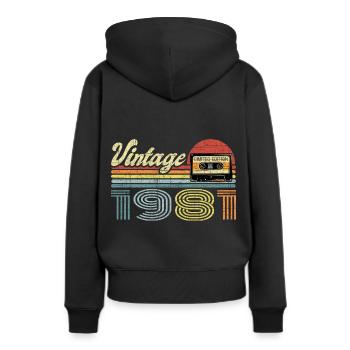 Vintage 1981 Kassette Mixtape - 40. Geburtstag - Frauen Premium Bio Hoodie - Schwarz - Hinten - Julia (174cm)