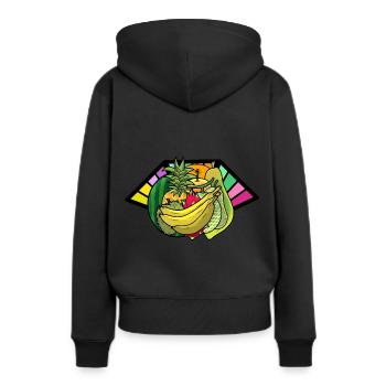 Végétarien Fruits Fruits Vitamines Rafraîchissement Cuisinier - Sweat à capuche Premium bio Femme - noir - Dos - Julia (174cm)