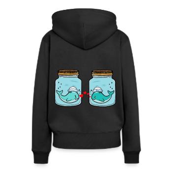 Wal Fische Liebe Trennung Liebeskummer Tränen - Frauen Premium Bio Hoodie - Schwarz - Hinten - Julia (174cm)