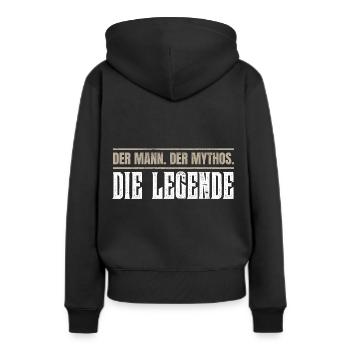 Der Mann. Der Mythos. Die Legende. - Frauen Premium Bio Hoodie - Schwarz - Hinten - Julia (174cm)