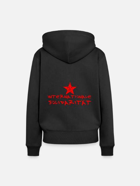 INTERNATIONALE SOLIDARITÄT STERN ROT LINKS - Frauen Premium Bio Hoodie - Schwarz
