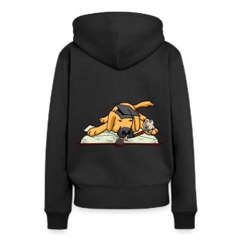 Hund Student Studium Uni Universität lernen Buch - Frauen Premium Bio Hoodie - Schwarz - Hinten - Julia (174cm)