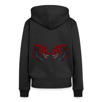 Dragon, Créature mythique, Fantaisie, Fable, Dragon - Sweat à capuche Premium bio Femme - noir - Dos - Julia (174cm)