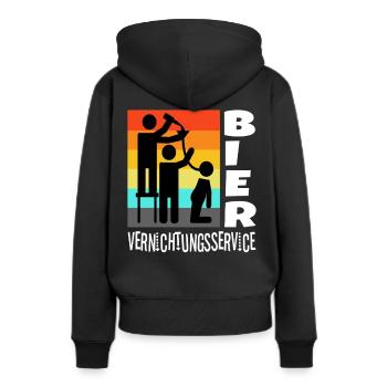 Service de destruction de bière - Sweat à capuche Premium bio Femme - noir - Dos - Julia (174cm)